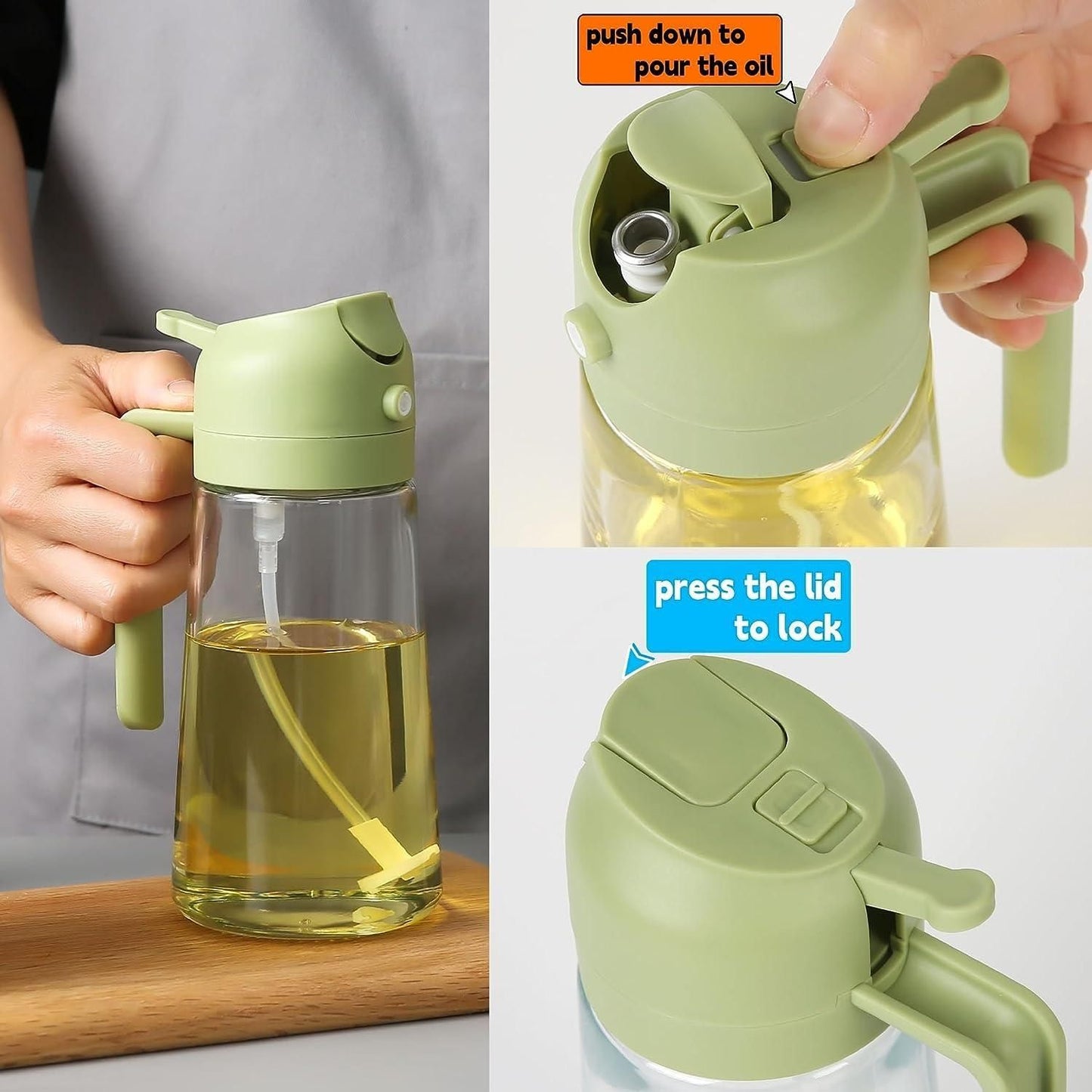 The Smart 2-in-1 Oil Dispenser: Spray or Pour with No Mess!