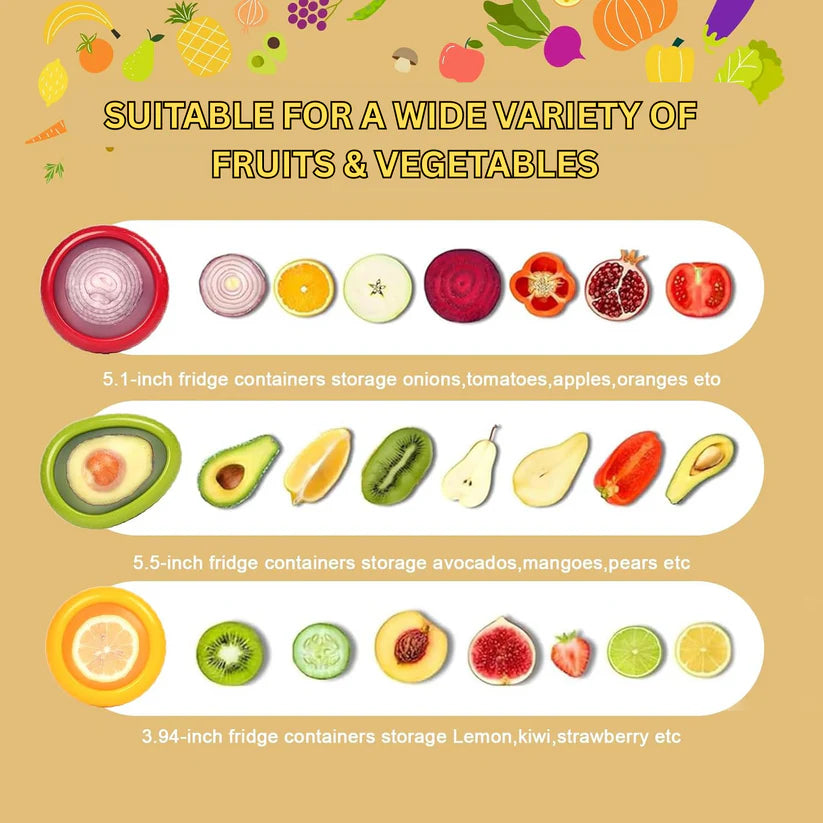 FreshGuard™ Anti-Oxidation Silicone Fruit & Vegetable Storage Containers Pack of 4